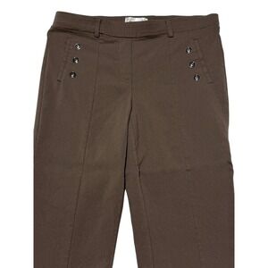 89th + Madison Womens Brown Sailor‎ Button M Stretch Trousers Pants Excellent
